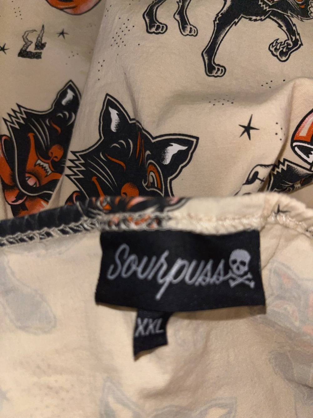 Vintage-Inspired Sourpuss Halloween Print Halter Dress in Cream, Orange & Black - Picture 14 of 16